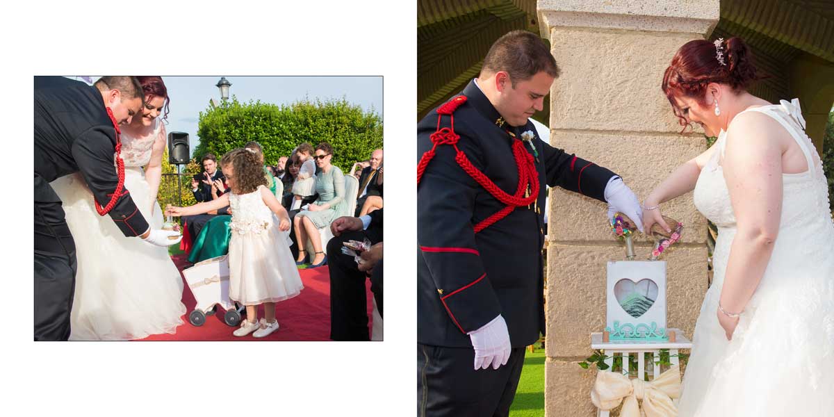 Boda civil militar en Castillo Bonavía. Boda Aimara y Manuel- Ceremonia de la arena