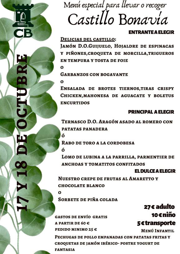 Menú para llevar 17 y 18 de octubre