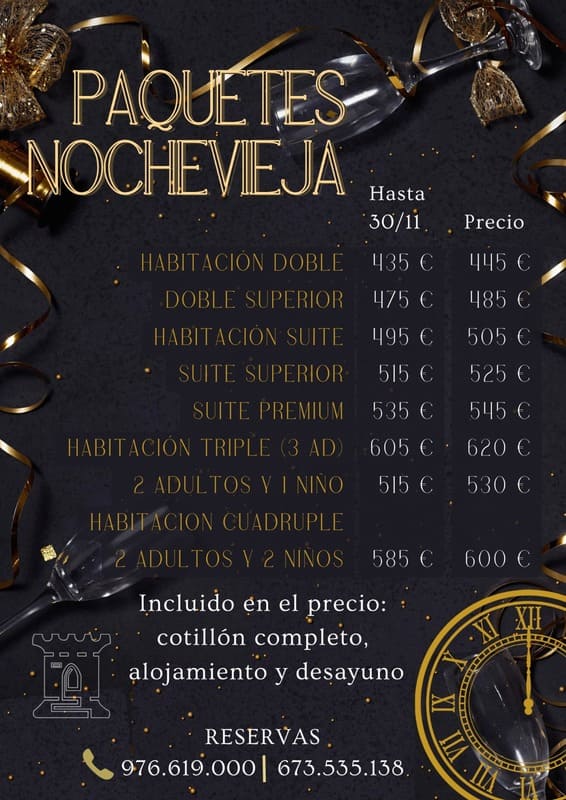 Packs Alojamiento Nochevieja en Castillo Bonavía